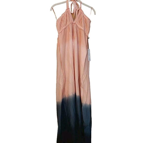 NWT St Roche Dream Maxi Halter Dress Pink Black Cotton/Silk Hand Dyed Sz 2 $485 - Picture 8 of 13